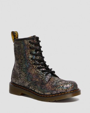 Dr Martens Youth 1460 Crinkle Metallic Pitsi Up Lasten Saappaat Mustat | Suomi_Dr99672
